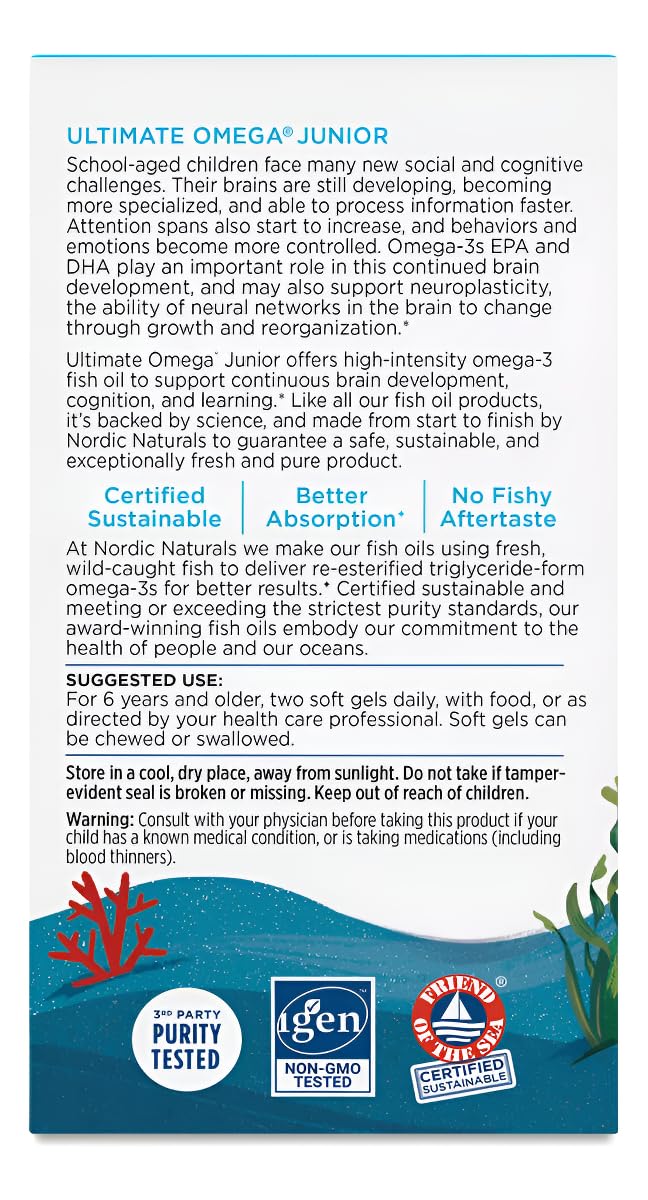 Nordic Naturals Ultimate Omega Jr. packaging with nutritional information