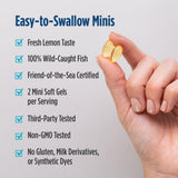 Nordic Naturals Ultimate Omega Mini D3 fish oil soft gels side view