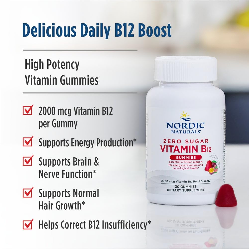 Nordic Naturals Vitamin B12 Gummies side view with dosage details