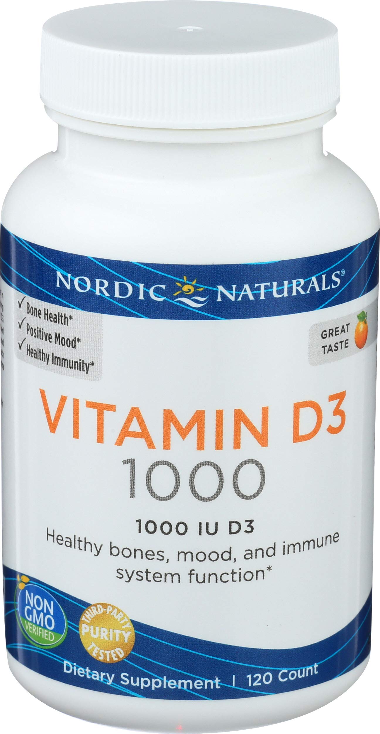 Nordic Naturals Vitamin D3 1000 Soft Gels back view with ingredient list