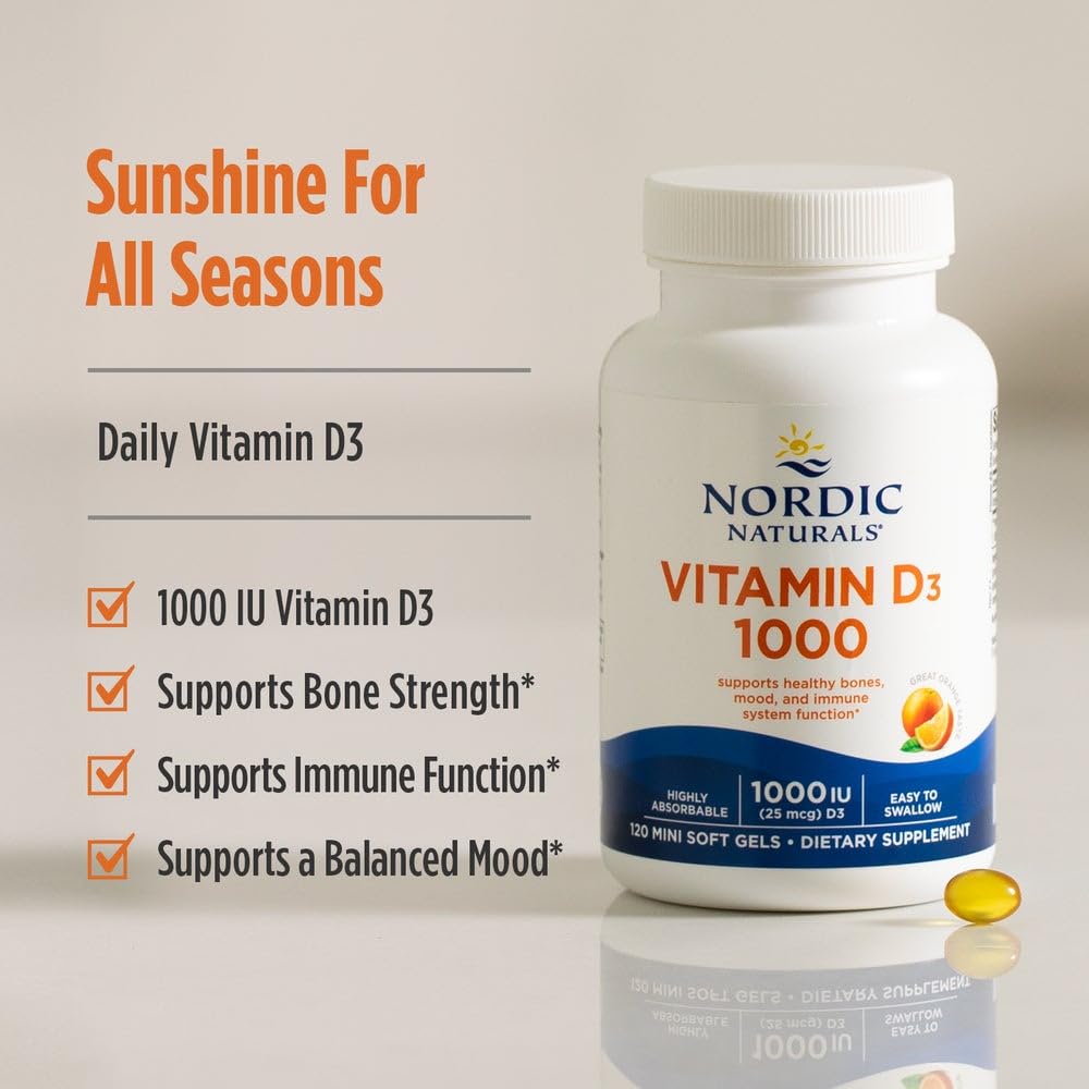 Nordic Naturals Vitamin D3 1000 Soft Gels natural orange flavour description