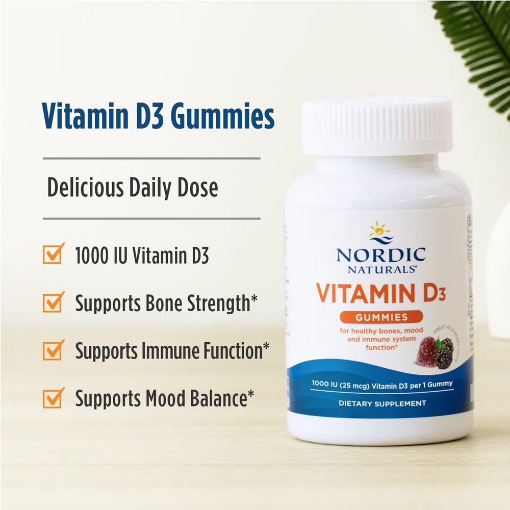 Nordic Naturals Vitamin D3 Gummies 1000 IU wild berry flavour packaging