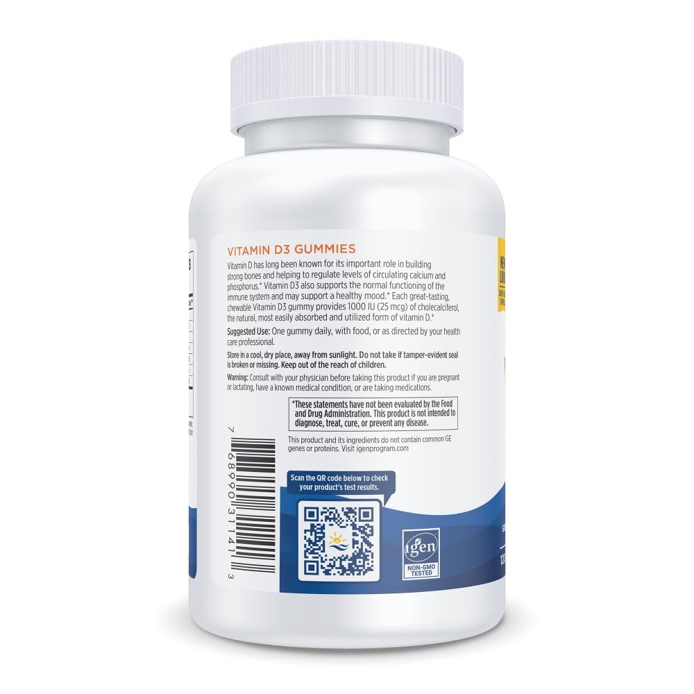 Nordic Naturals Vitamin D3 Gummies 1000 IU wild berry flavour with a measuring spoon