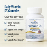 Nordic Naturals Vitamin D3 Gummies 1000 IU Wild Berry gummies close-up