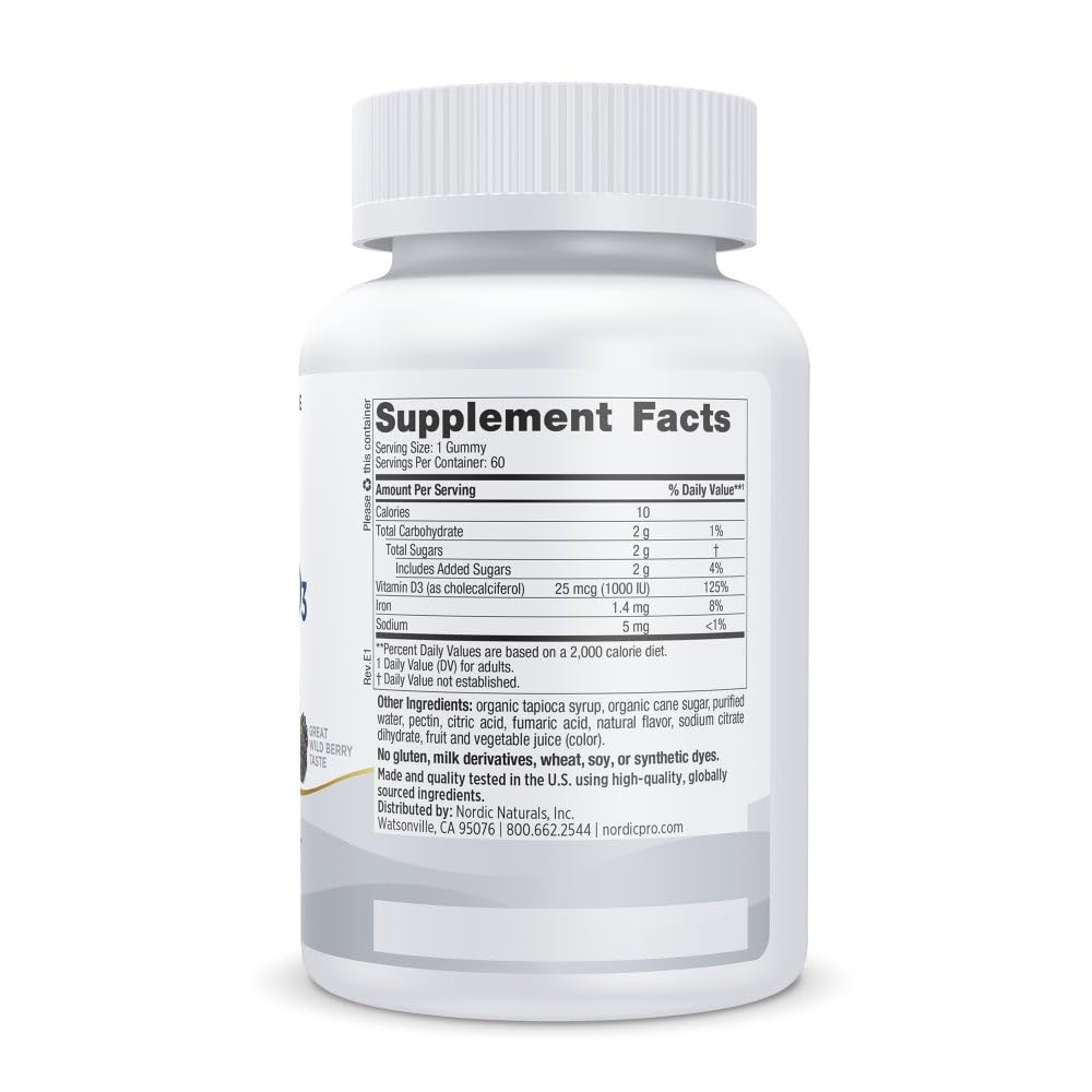 Nordic Naturals Vitamin D3 Gummies 1000 IU Wild Berry packaging