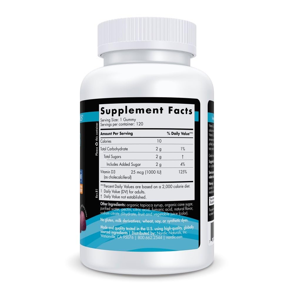 Nordic Naturals Vitamin D3 Gummies bottle side view
