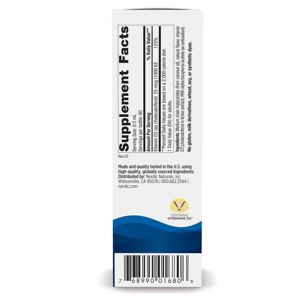 Nordic Naturals Vitamin D3 Liquid 27g bottle side view