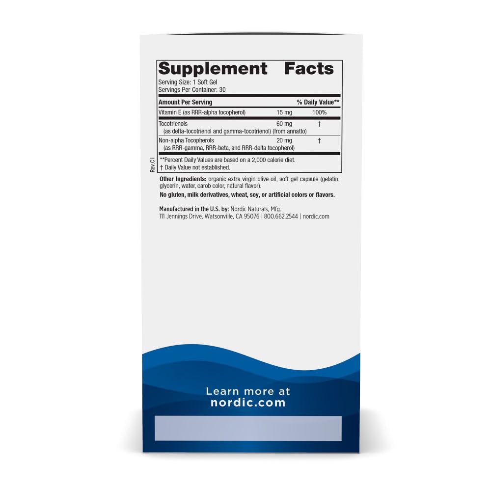 Nordic Naturals Vitamin E Complex packaging side view