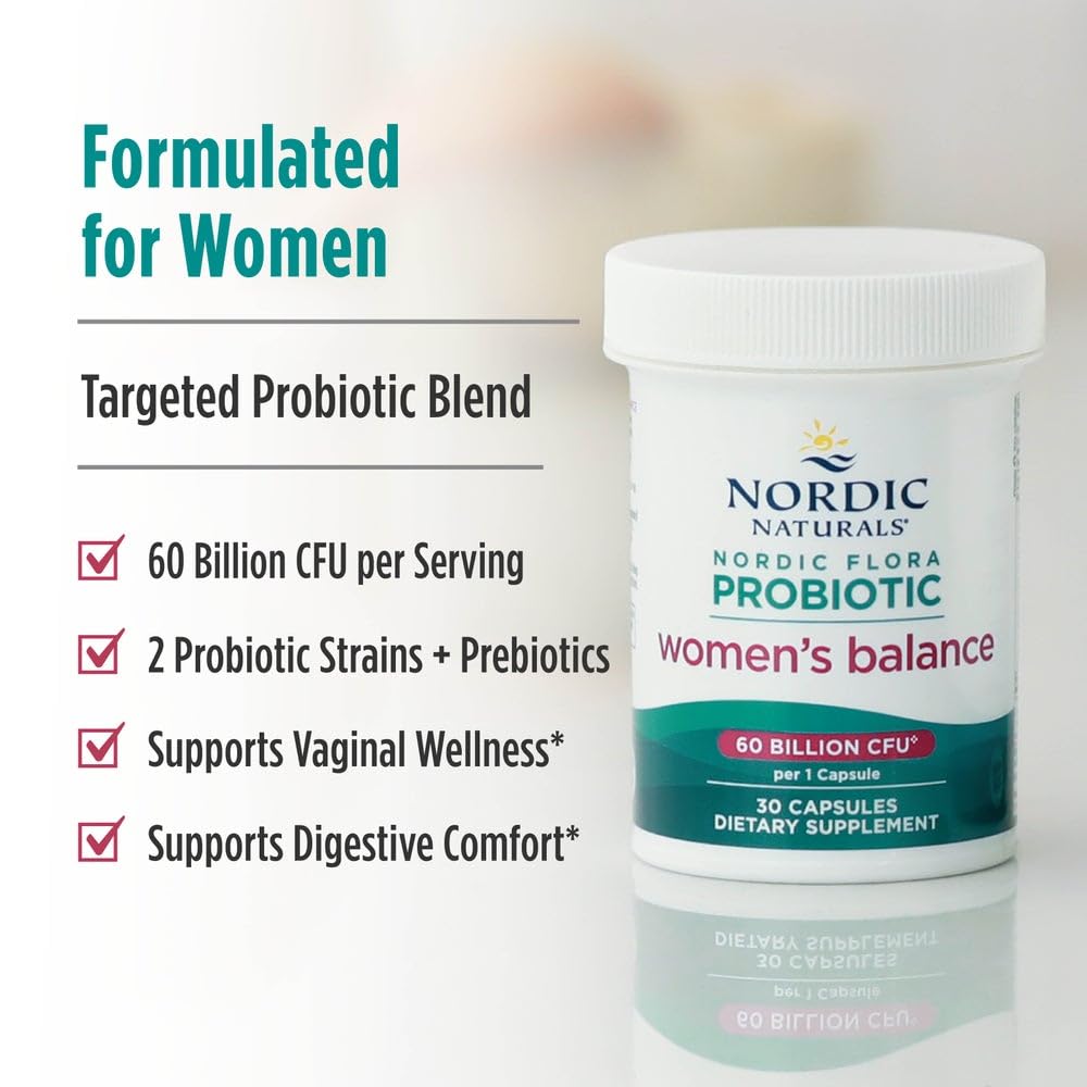 Nordic Naturals Women's Probiotic Balance capsules in a clear view