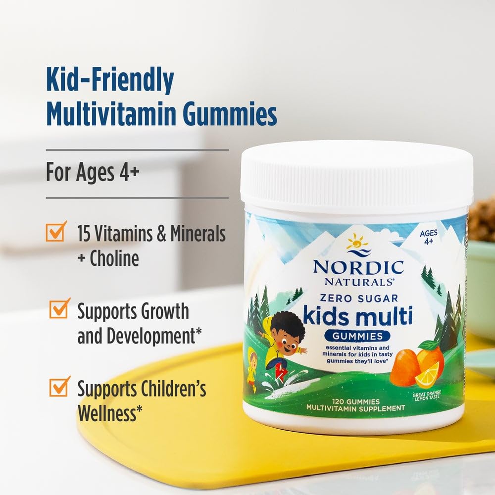 Nordic Naturals Zero Sugar Kids Multi Gummies orange lemon flavour