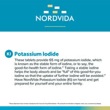Nordvida Potassium Iodide Tablets 65mg side view showing bottle size