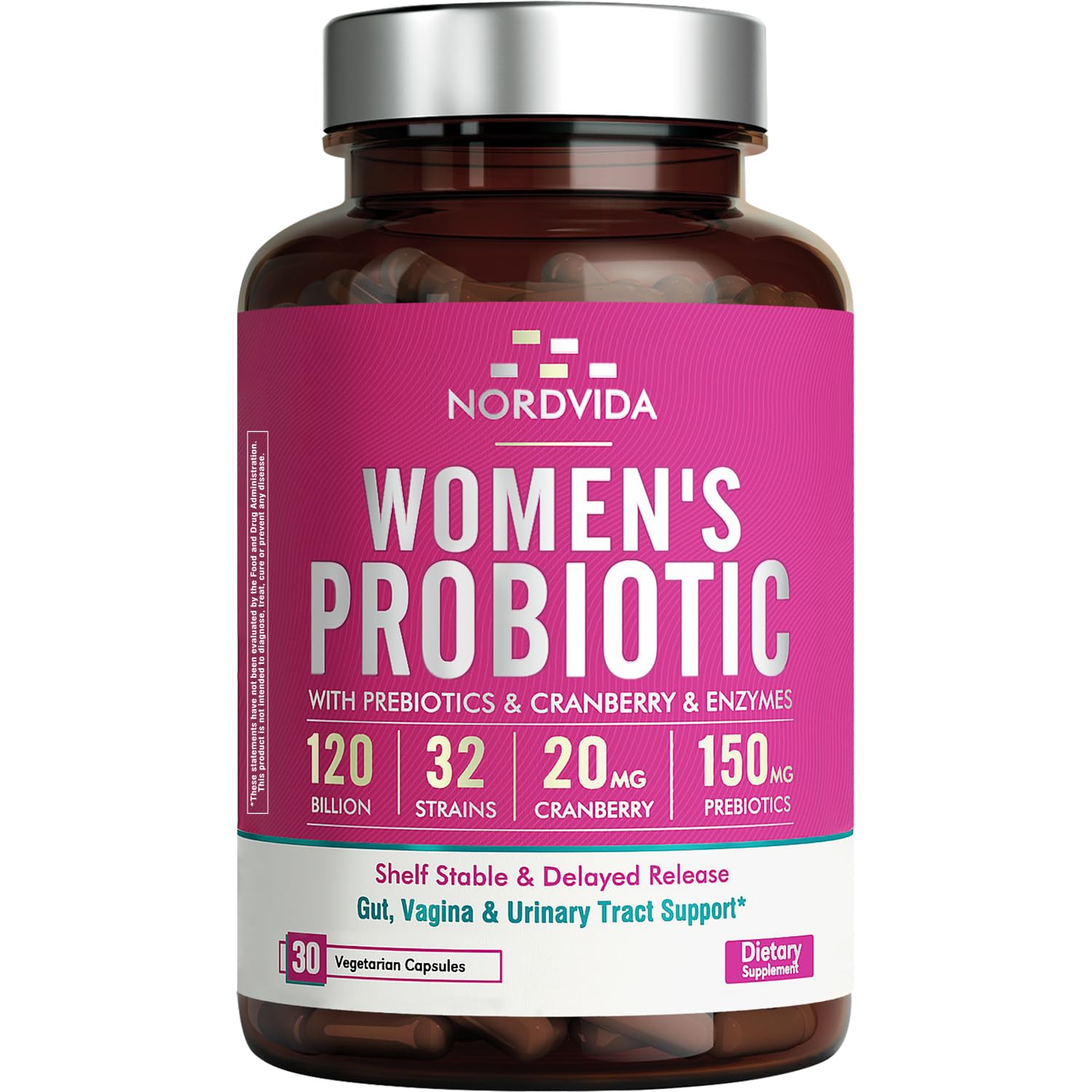 Nordvida Women's Probiotic bottle front view with 120 billion CFU