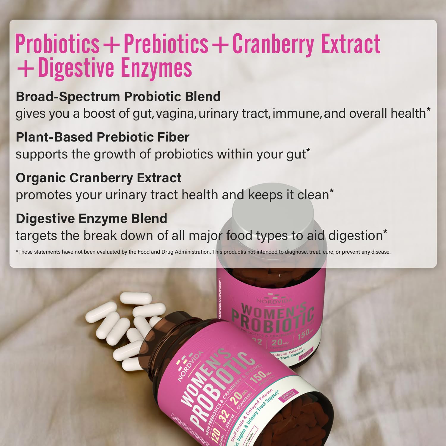 Nordvida Women's Probiotic bottle side view with label
