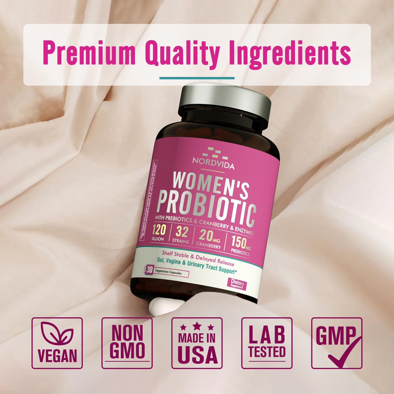 Nordvida Women's Probiotic packaging with natural background