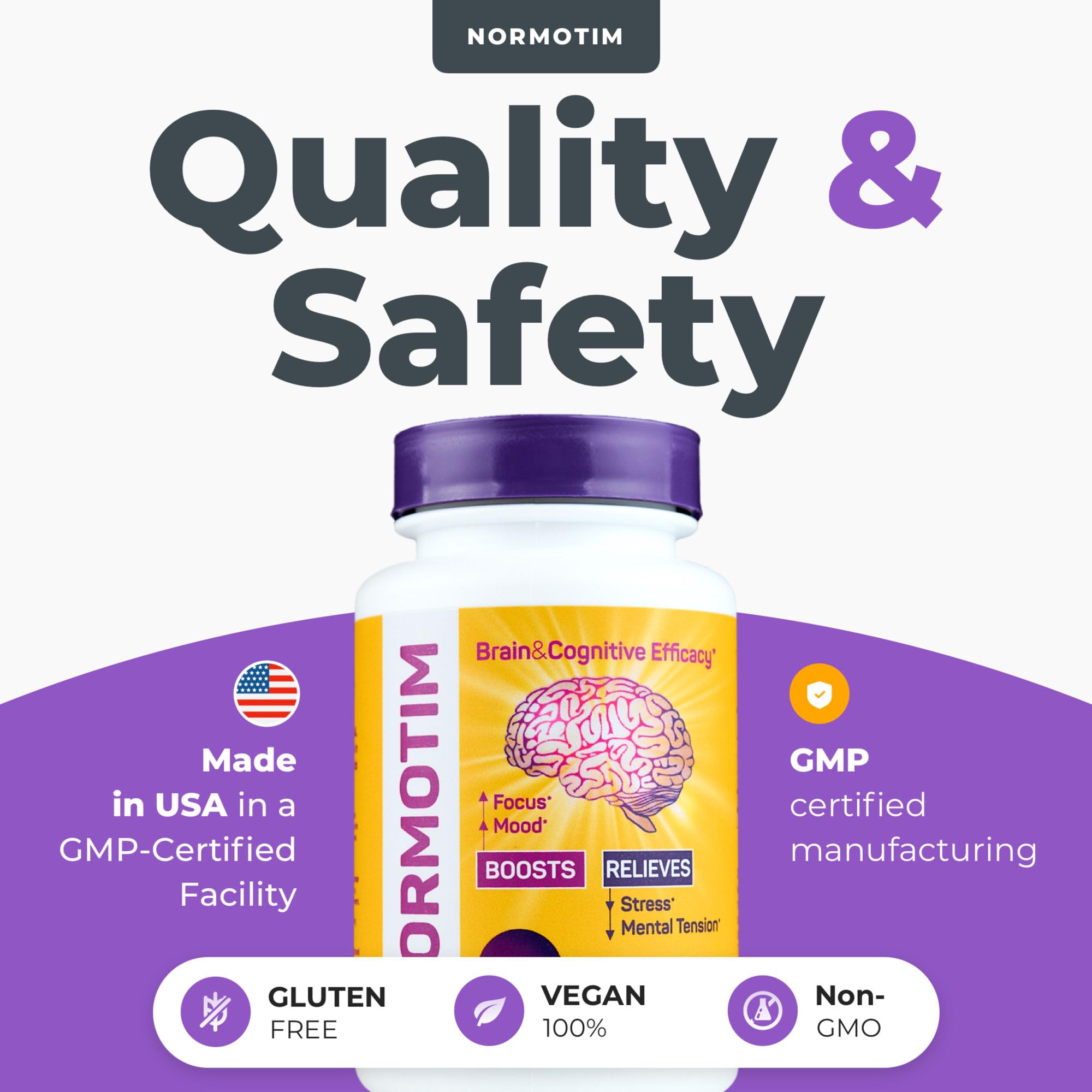 NORMOTIM Calm & Focus Support label showing ingredients