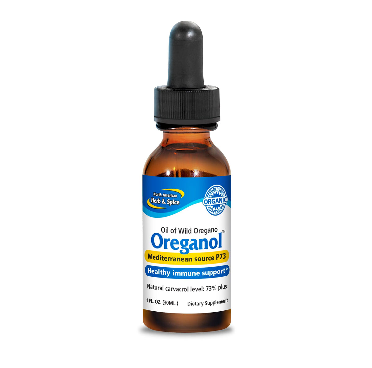 NORTH AMERICAN HERB & SPICE Oreganol P73 bottle front view