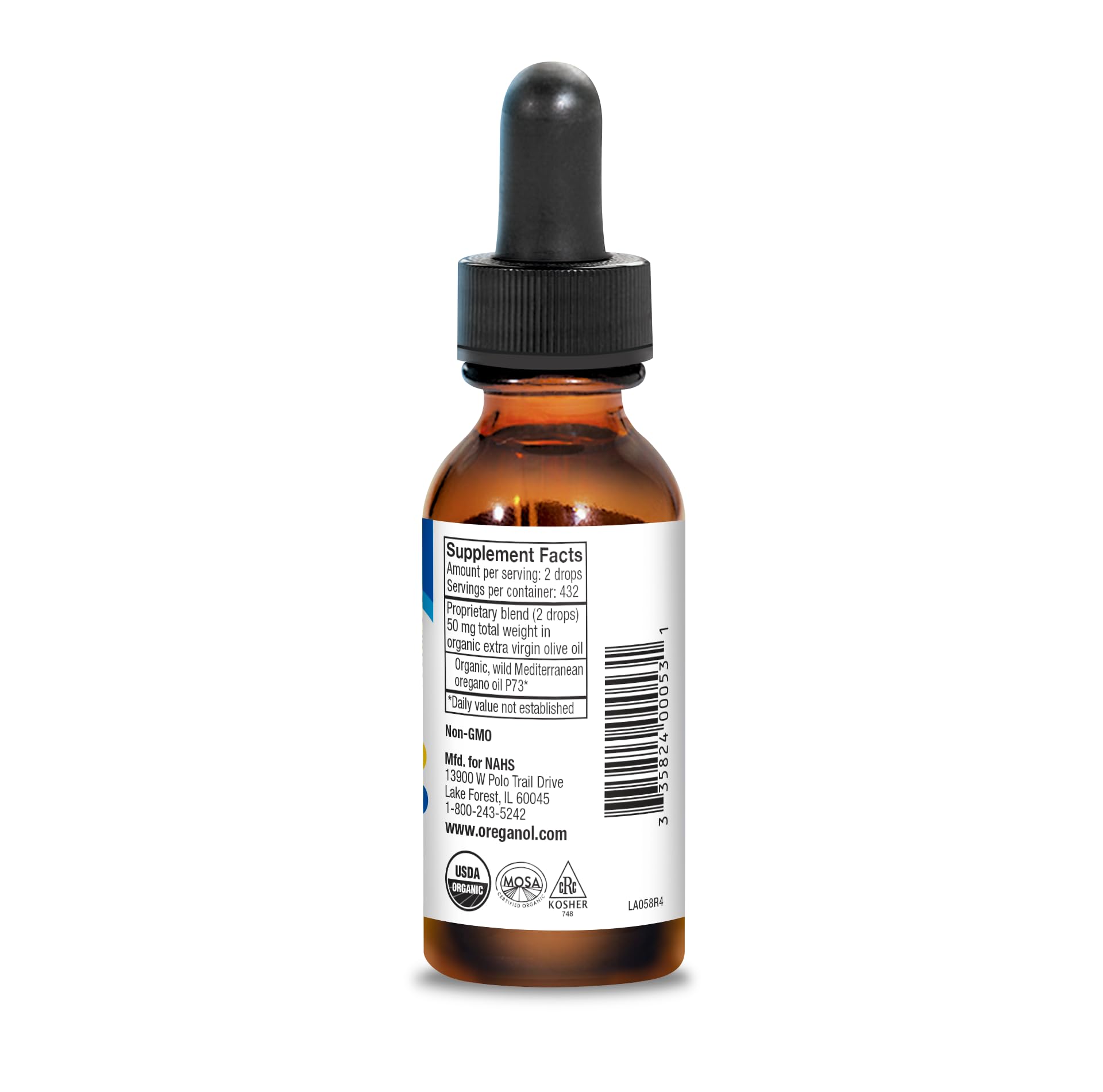 NORTH AMERICAN HERB & SPICE Oreganol P73 bottle side view