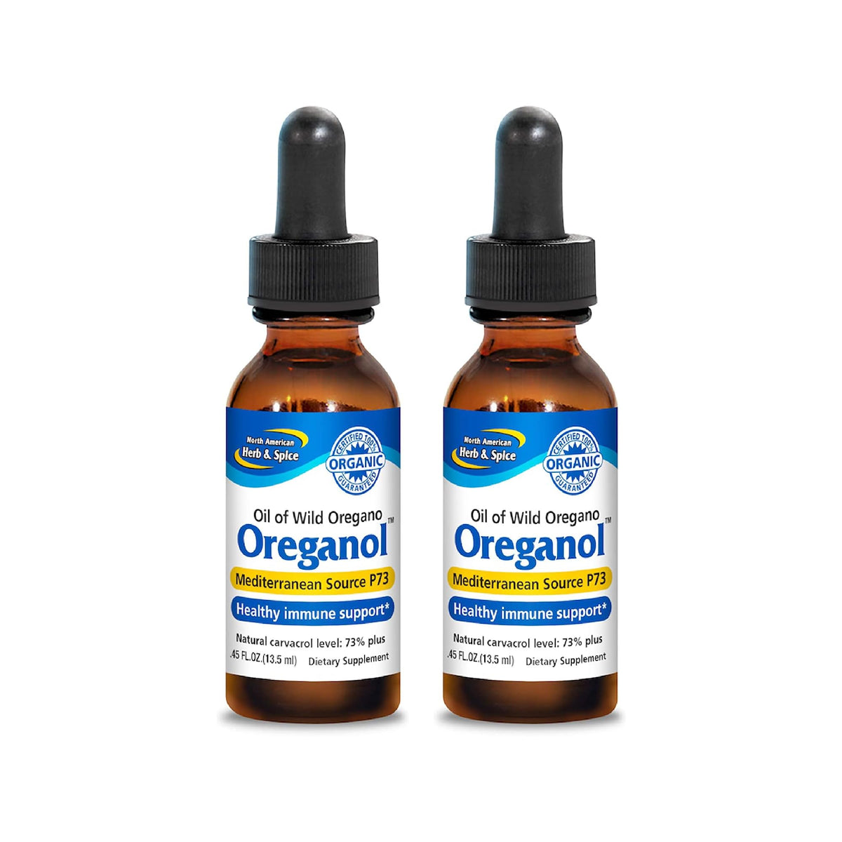 NORTH AMERICAN HERB & SPICE Oreganol P73 organic oregano oil front view