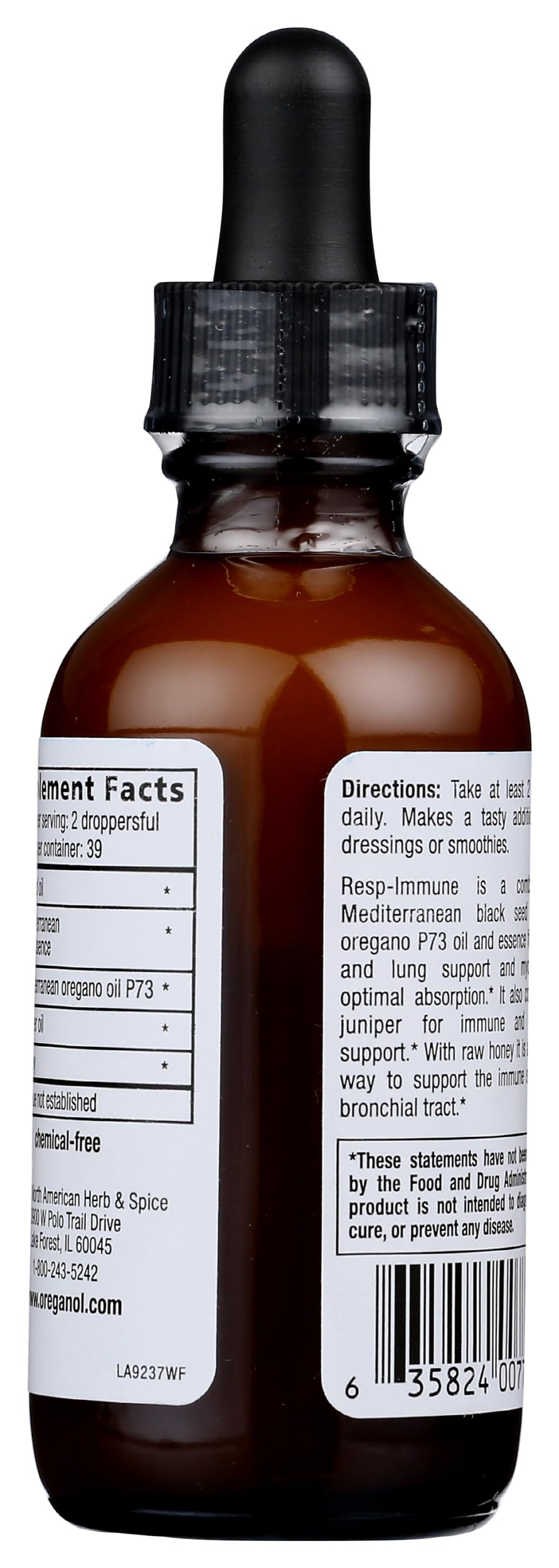 NORTH AMERICAN HERB & SPICE Resp-daily wellness Black Seed & Oregano Oil on a wooden table