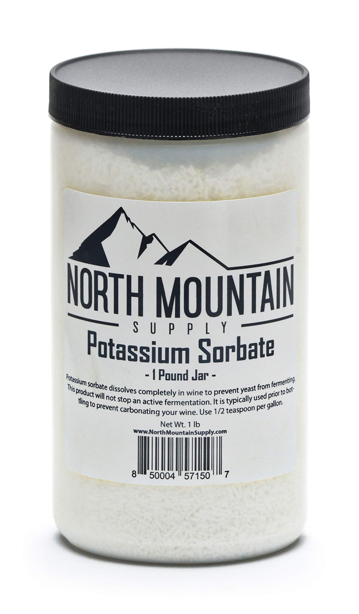 North Mountain Supply Potassium Sorbate 1 Pound Jar front view