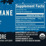 North Spore Lion's Mane Mushroom Extract 4oz liquid tincture packaging