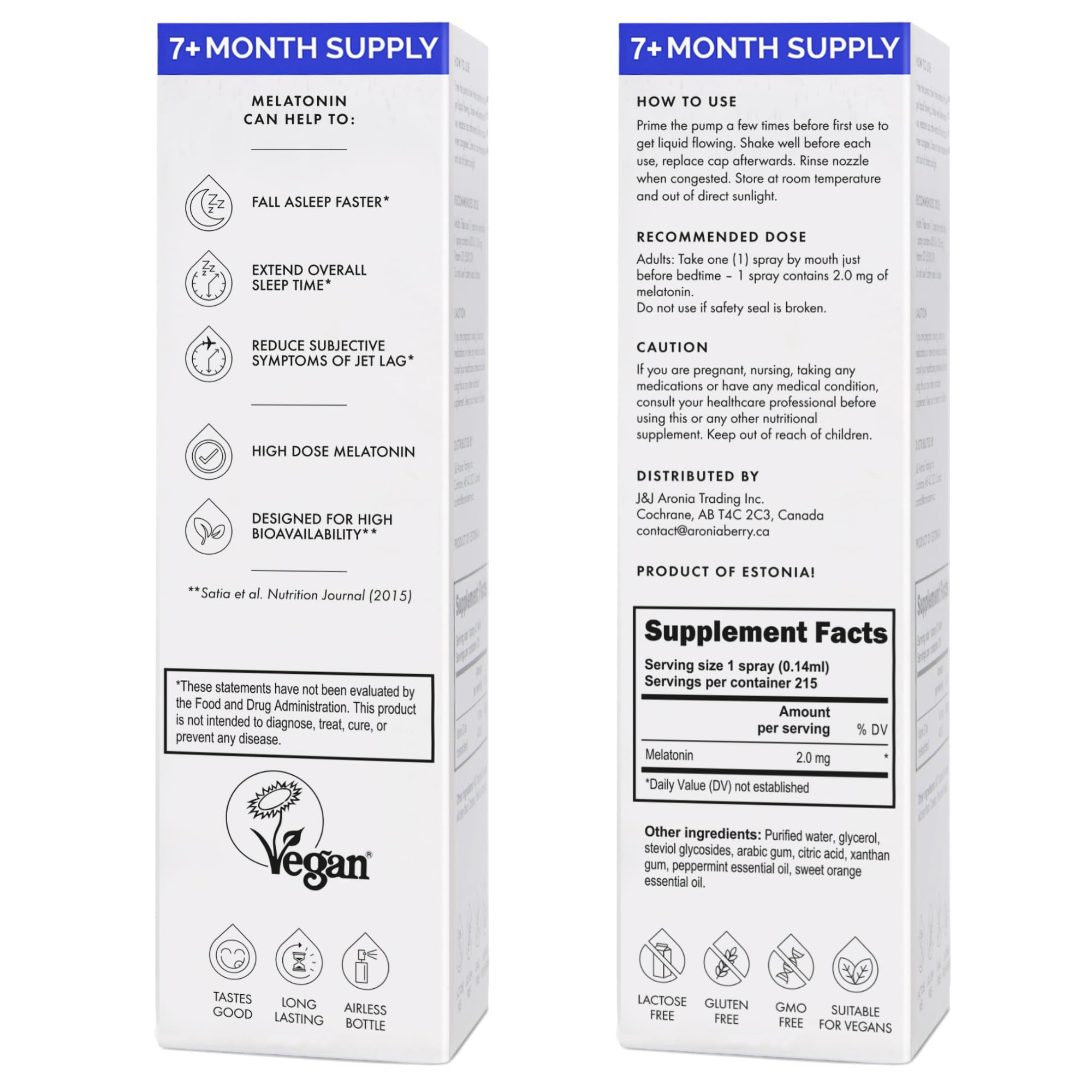 NorVita Sublingual Melatonin Spray 30ml with a measuring spoon