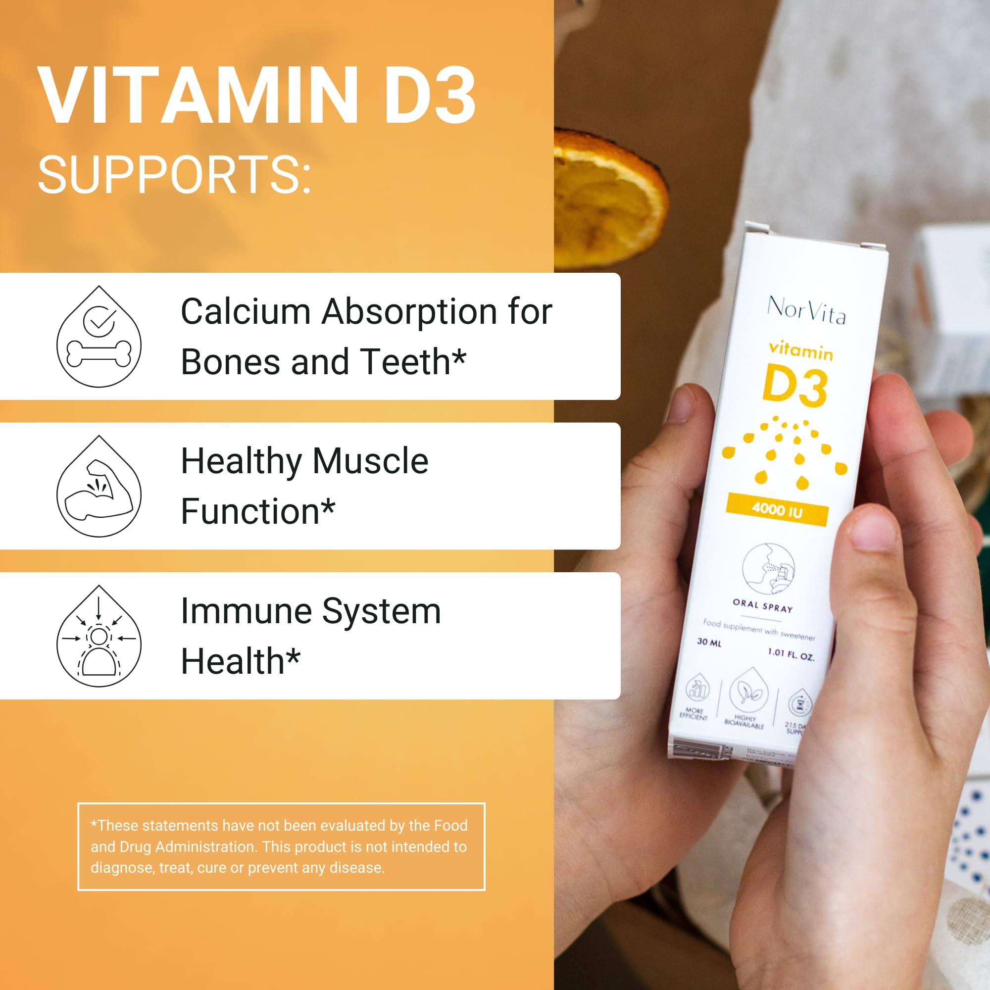 NorVita Vitamin D3 Oral Spray 4000 IU back view