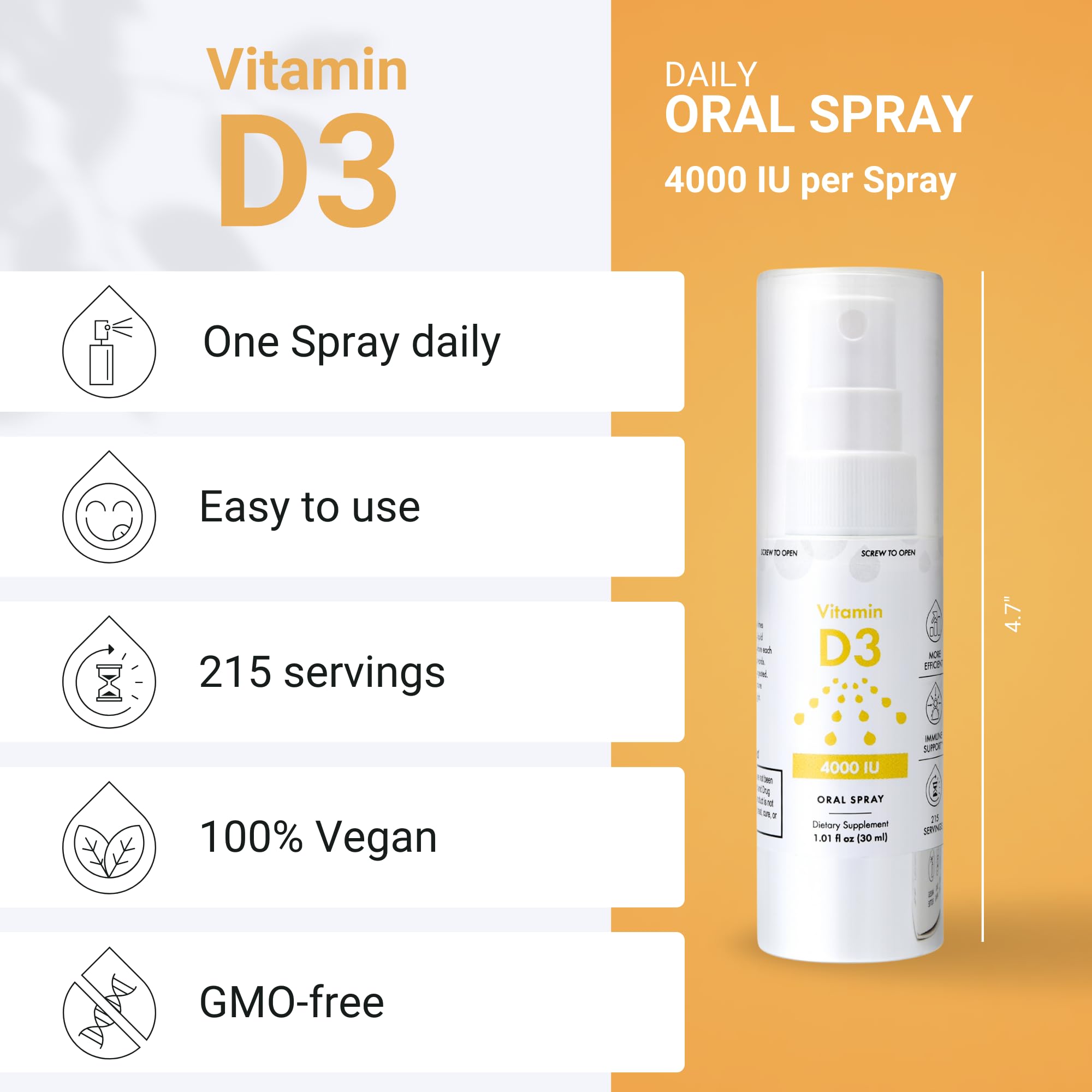 NorVita Vitamin D3 Oral Spray 4000 IU side view