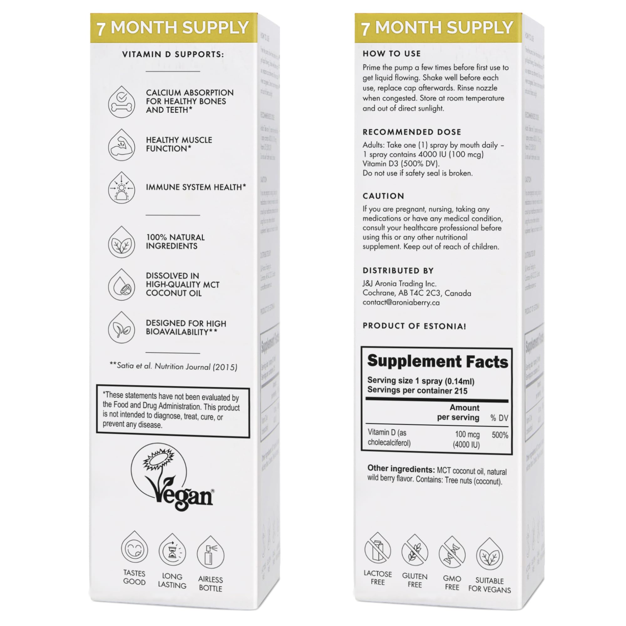 NorVita Vitamin D3 Oral Spray 4000 IU with ingredients list