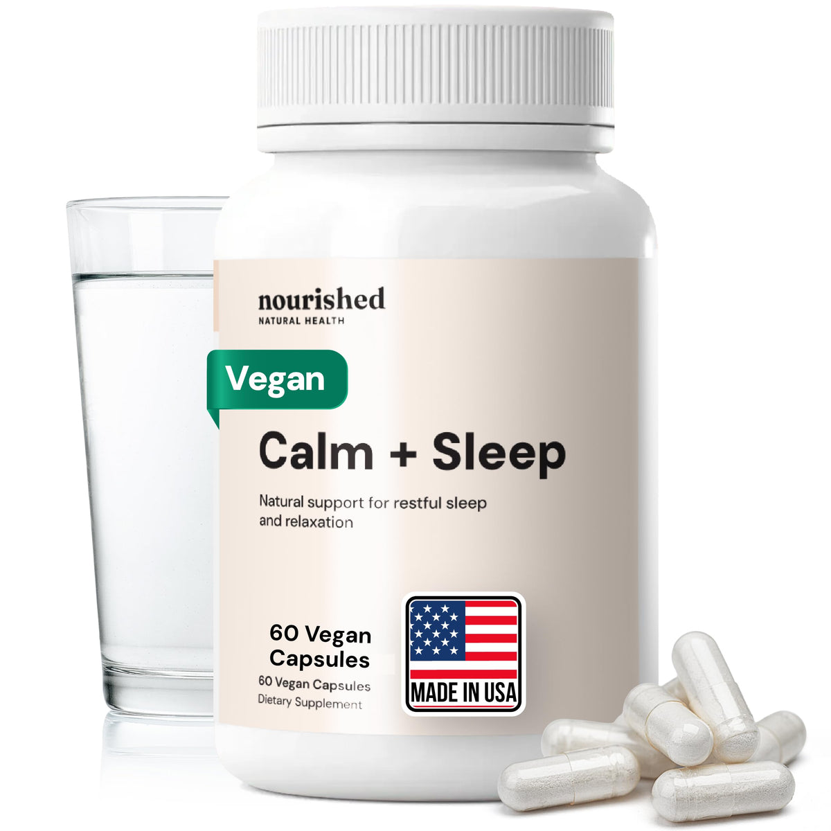 Nourished Calm + Sleep 60 Capsules front view