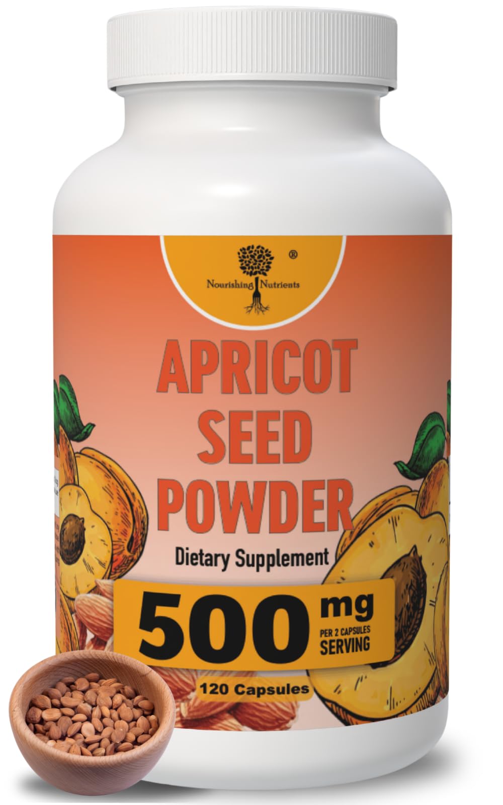 Nourishing Nutrients Apricot Kernel Capsules 100g front view