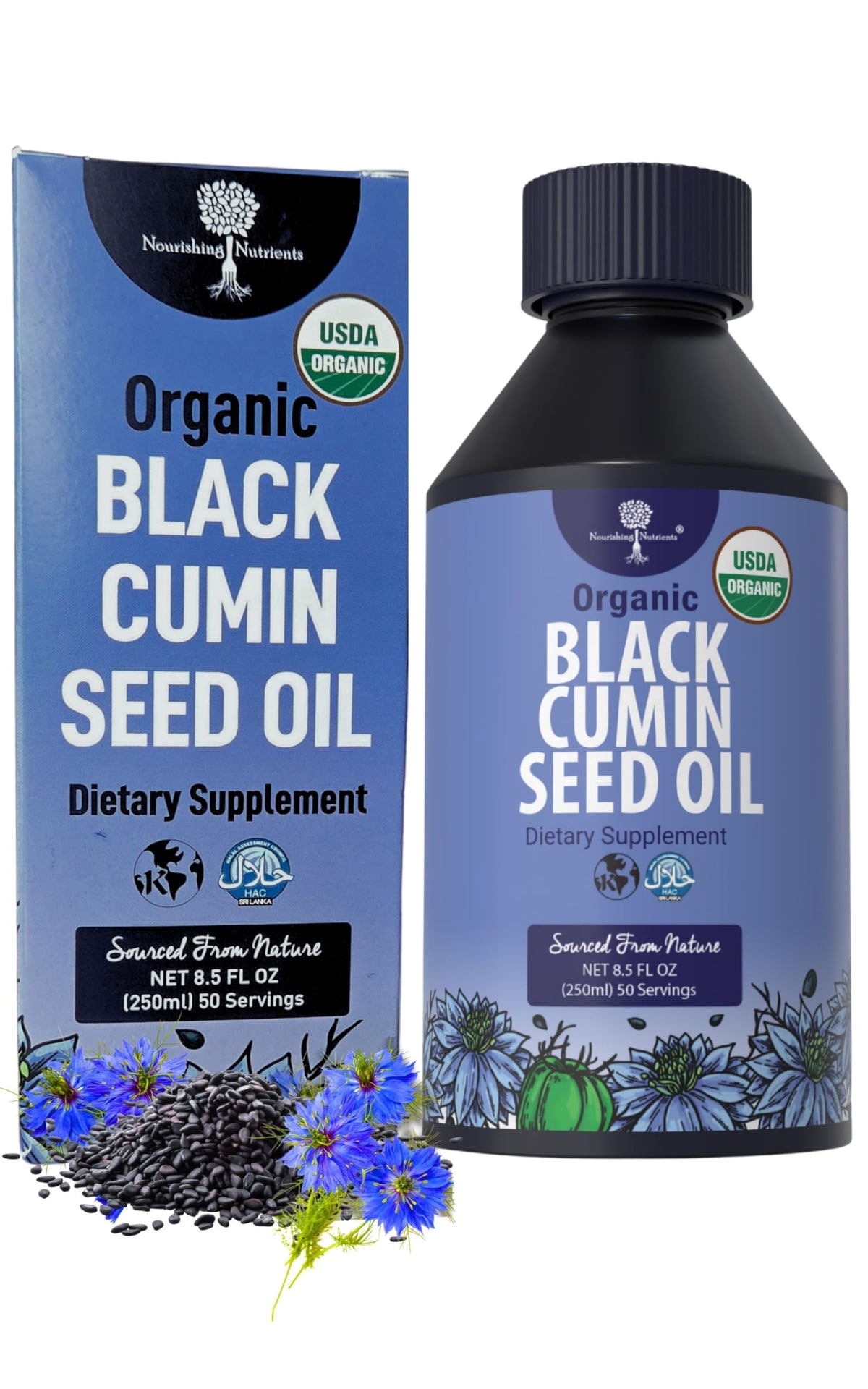 Nourishing Nutrients Black Seed Oil 100% Pure 18g front view