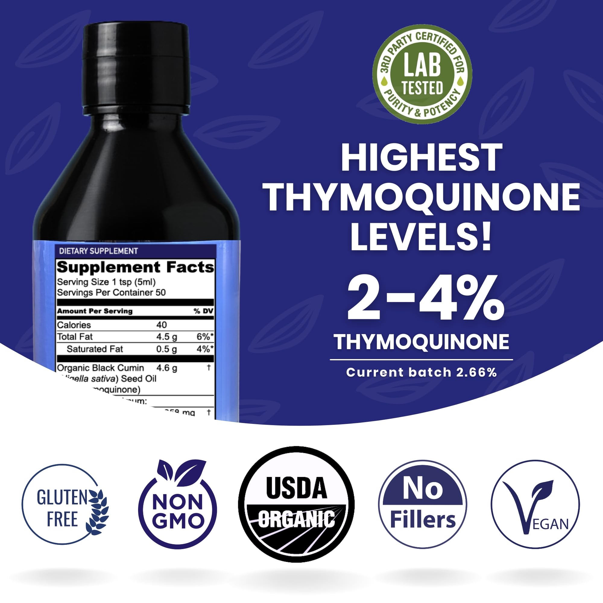 Nourishing Nutrients Black Seed Oil 100% Pure 18g nutritional information