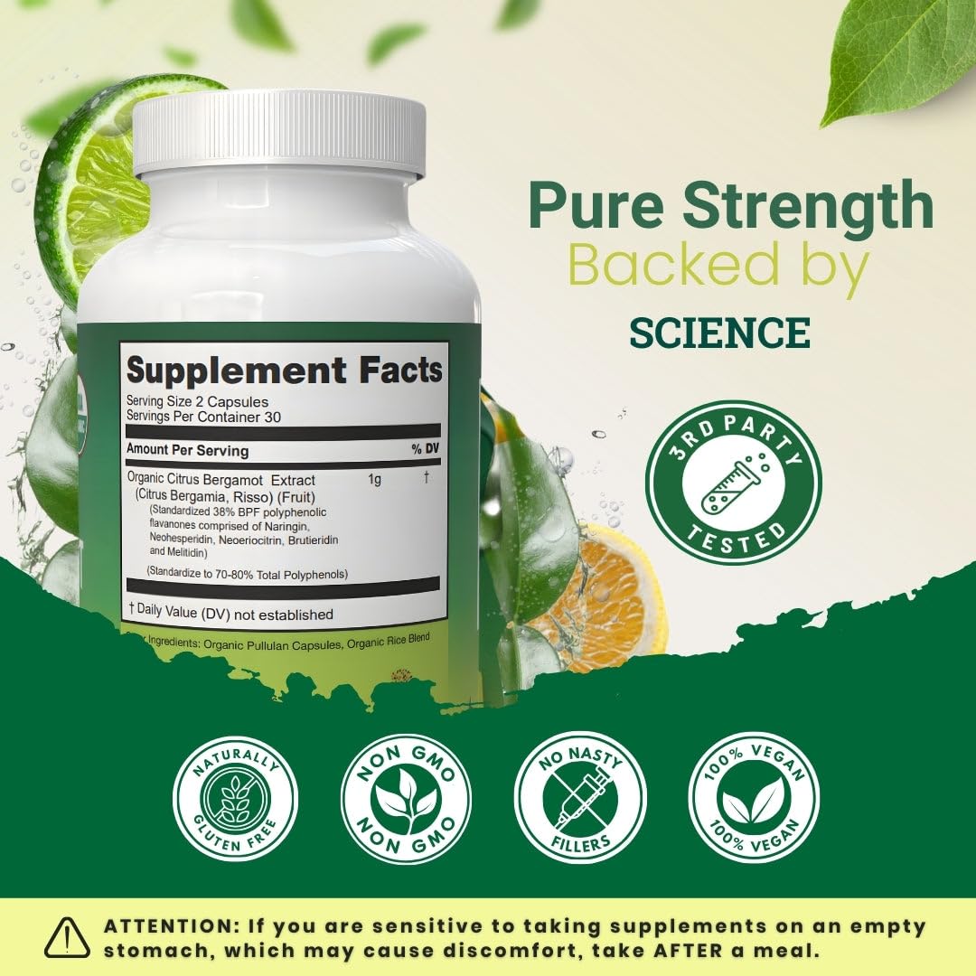 Nourishing Nutrients Citrus Bergamot capsules with a measuring spoon