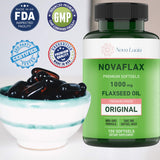 Nova Lucia Flax Seed Oil Softgels 1000mg bottle side view