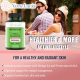Nova Lucia Flax Seed Oil Softgels 1000mg with measuring spoon