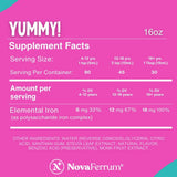 NovaFerrum Iron Supplement 590g with ingredients list