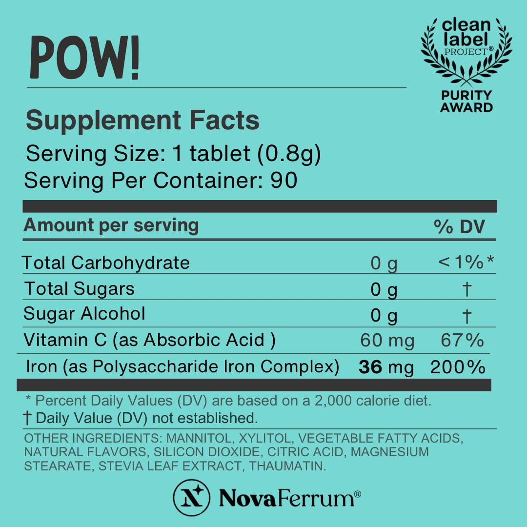 NovaFerrum Iron Supplement Chewable Tablets side view