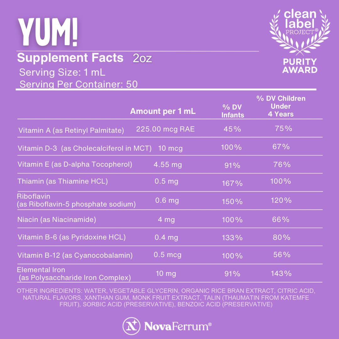 NovaFerrum Multivitamins natural fruit flavour ingredients