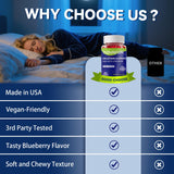 Novafun Melatonin Gummies 6mg with Vitamin B6 displayed with fresh blueberries