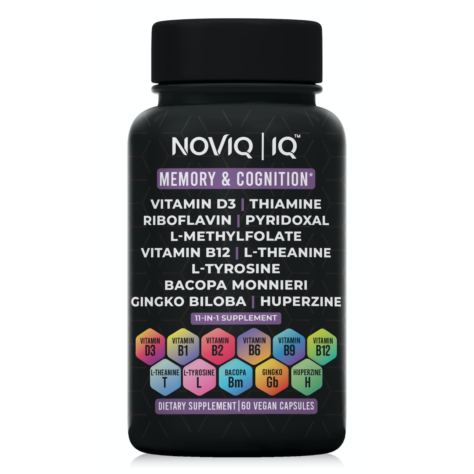 NOVIQ IQ 11-in-1 B-Complex Nootropic Brain Supplement front view