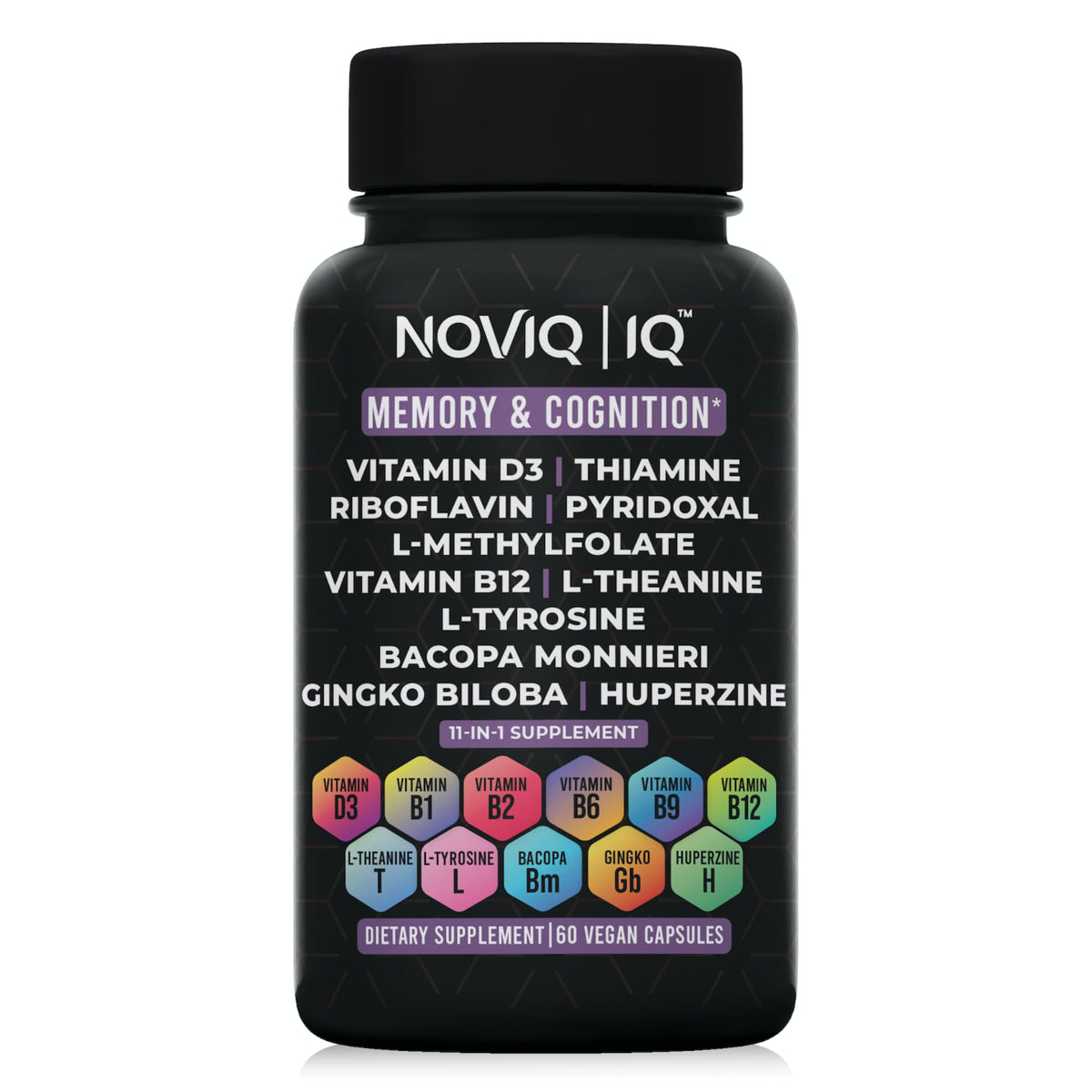 NOVIQ IQ 11-in-1 B-Complex Nootropic Brain Supplement front view