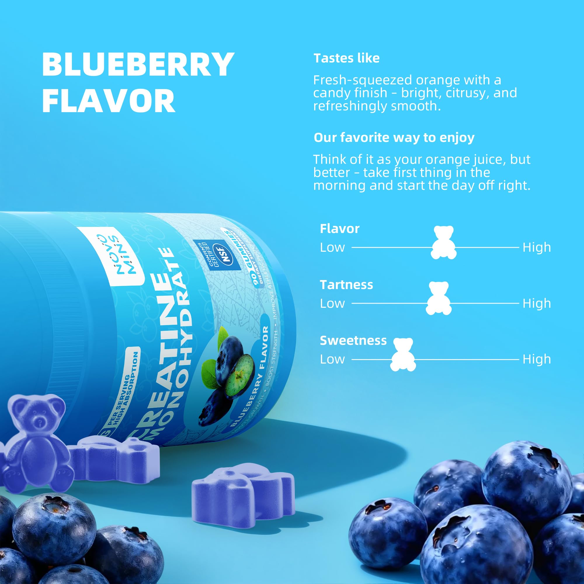 novomins Creatine Monohydrate Gummies 5000mg ingredients list