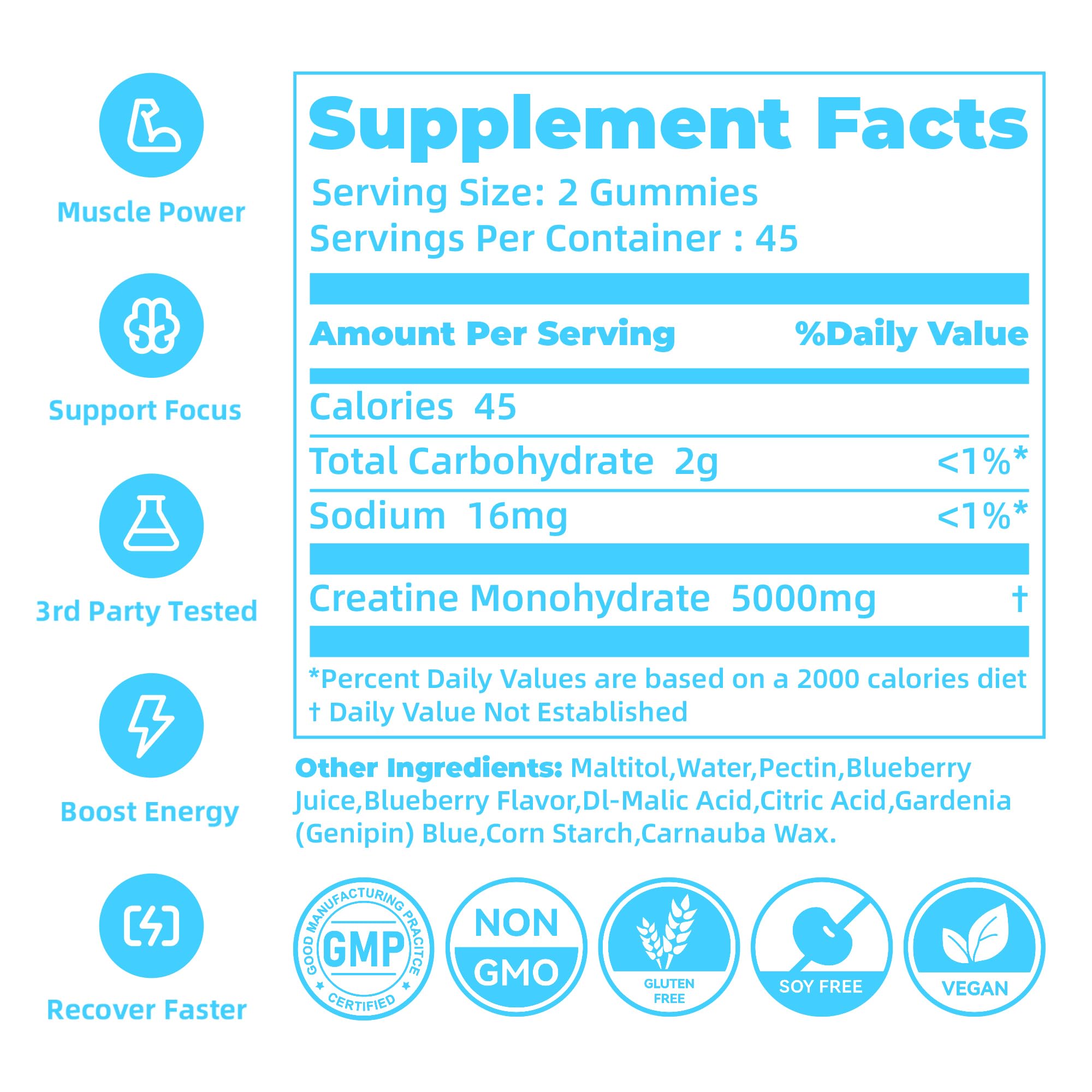 novomins Creatine Monohydrate Gummies 5000mg side view