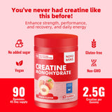 novomins Creatine Monohydrate Gummies bottle on a wooden table