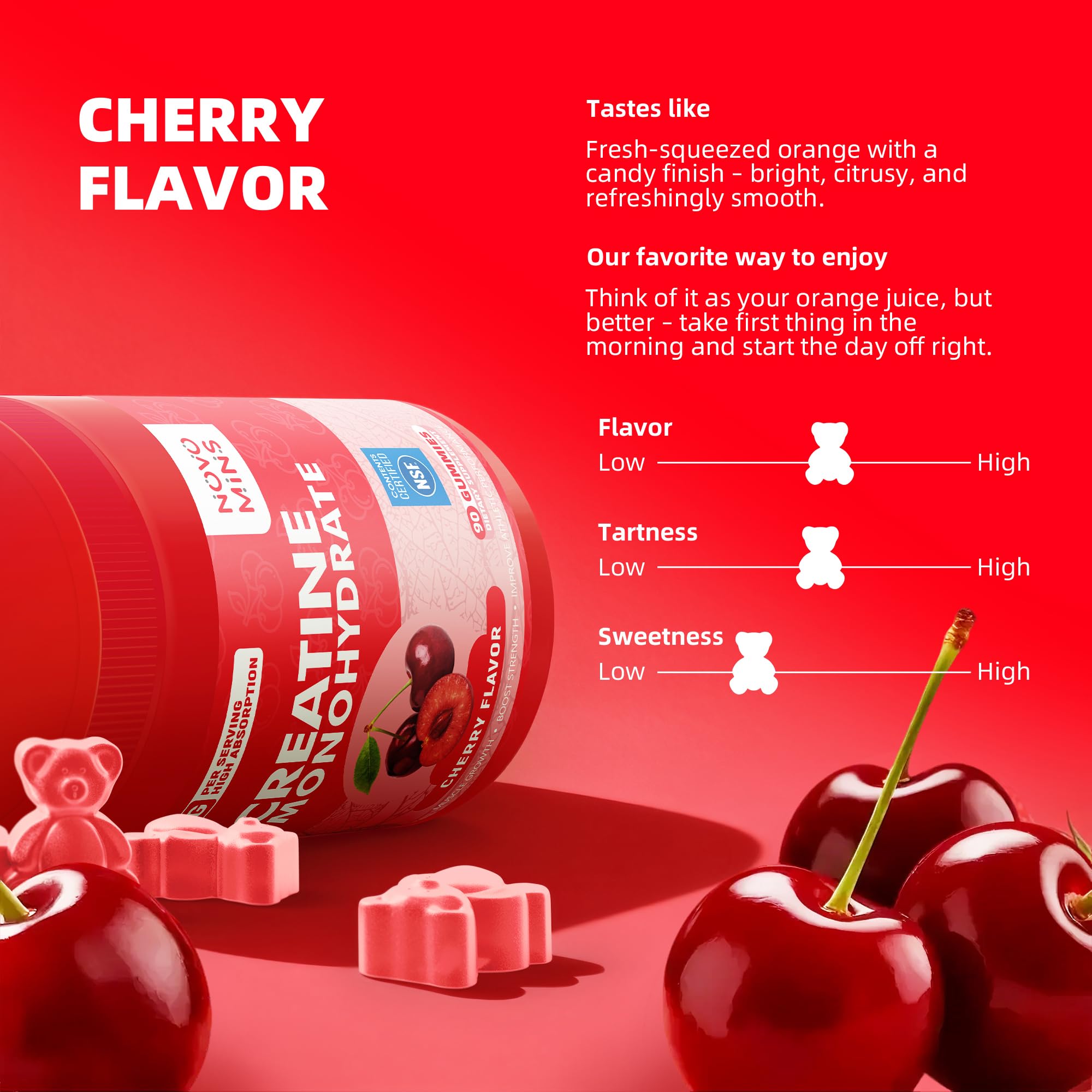 novomins Creatine Monohydrate Gummies in a bowl
