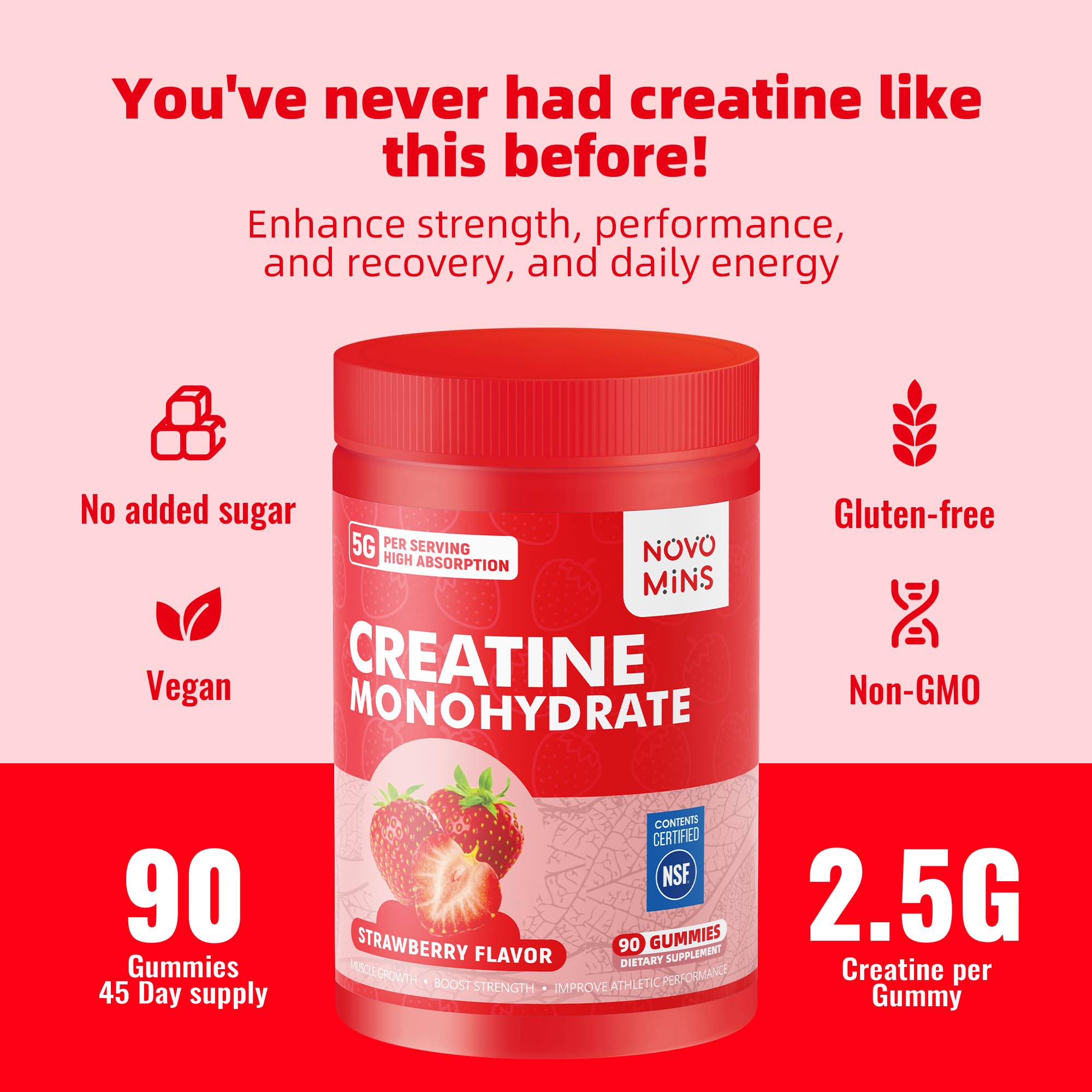 novomins Creatine Monohydrate Gummies nutritional information