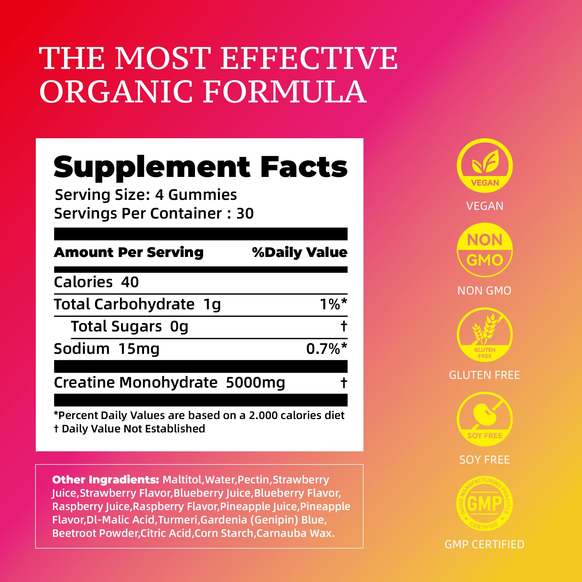 novomins Creatine Monohydrate Gummies with measuring scoop
