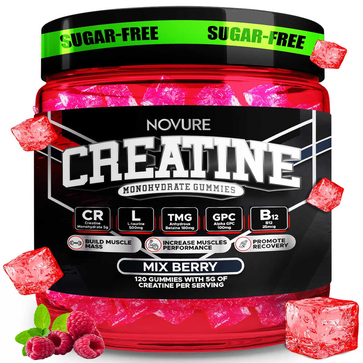 Novure Creatine Gummies 60 count packaging front view