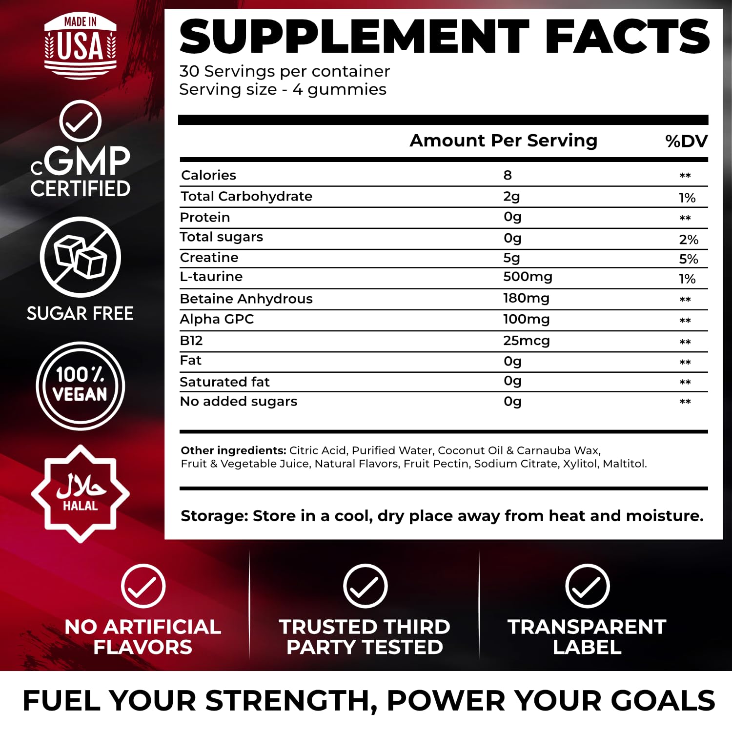 Novure Creatine Gummies tropical fruit flavour close-up